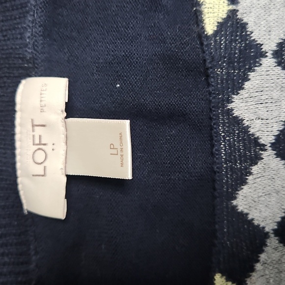 LOFT Navy and Cream Geometric Sweater - Picture 3 of 9